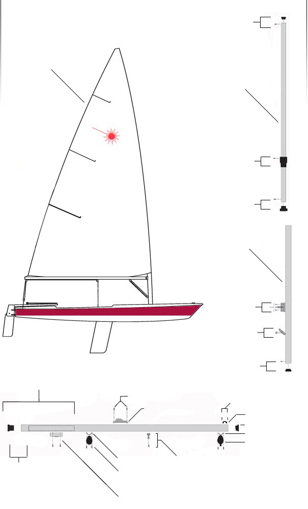 Laser Sailboat Masts, Booms and Standing Rigging Hardware - Laser